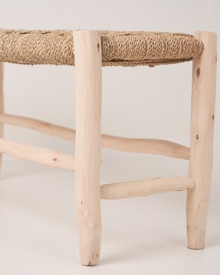 Banco de Madera y Enea Hecho a Mano