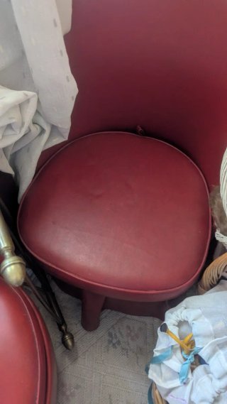 Sillón descalzador vintage cuero y metal