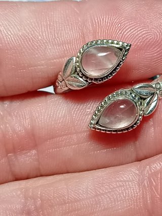 Anillo Plata Ley cuarzo rosa ajustable