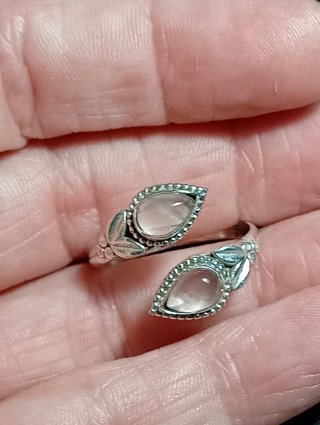Anillo Plata Ley cuarzo rosa ajustable