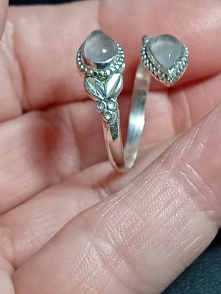 Anillo Plata Ley cuarzo rosa ajustable