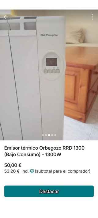 Emisor Térmico Orbegozo RRD 1300 Bajo Consumo
