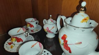 Juego antiguo de café Lumiere porcelana fina