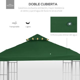 Techo cenador repuesto 3x3m verde