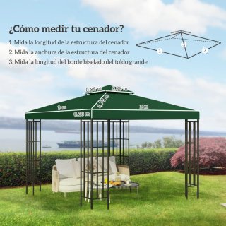 Techo cenador repuesto 3x3m verde