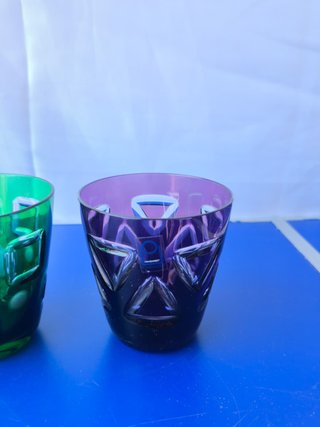 Set di 3 Bicchieri in Vetro Colorato "Handarbeit"