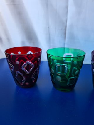Set di 3 Bicchieri in Vetro Colorato "Handarbeit"