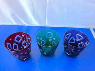Set di 3 Bicchieri in Vetro Colorato "Handarbeit"