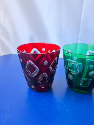 Set di 3 Bicchieri in Vetro Colorato "Handarbeit"