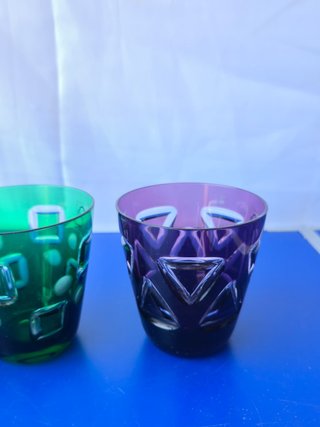 Set di 3 Bicchieri in Vetro Colorato "Handarbeit"