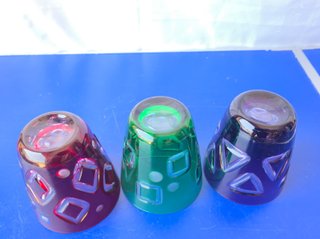 Set di 3 Bicchieri in Vetro Colorato "Handarbeit"