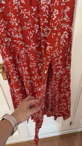 Vestido rojo largo estampado floral