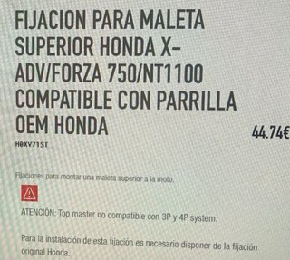 Plataforma Shad Cofre Honda X-ADV, Forza, NT