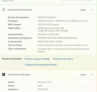 Dell Precision 7720 Portátil– i7/32 GB RAM/1,16TB
