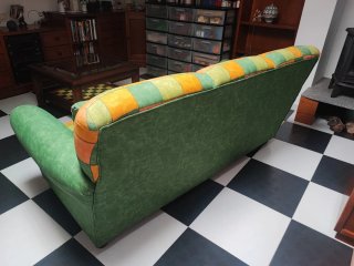 Conjunto 2 sillones tela verde y naranja