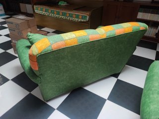 Conjunto 2 sillones tela verde y naranja