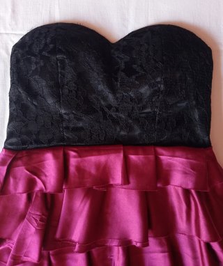 Vestido fiesta New Yorker negro y granate
