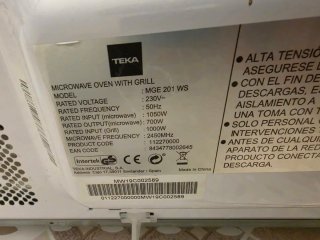 Microondas Teka Blanco 700W 20L Grill 1000W