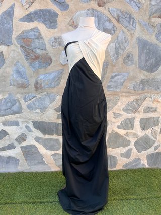 Vestido largo fiesta Shein drapeado bicolor