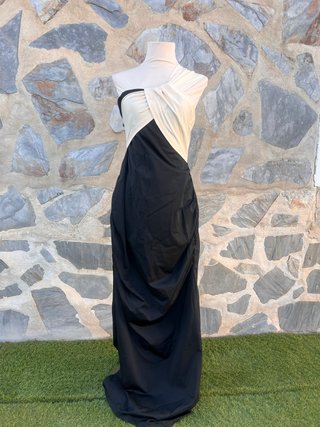 Vestido largo fiesta Shein drapeado bicolor