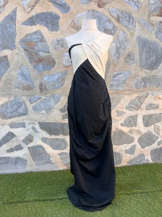 Vestido largo fiesta Shein drapeado bicolor