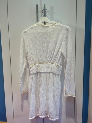 Vestido  blanco y beige Zara XS