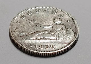 Moneda 2 Pesetas Plata 1869 Estrella 68 España