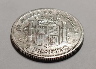 Moneda 2 Pesetas Plata 1869 Estrella 68 España