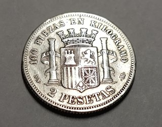 Moneda 2 Pesetas Plata 1869 Estrella 68 España