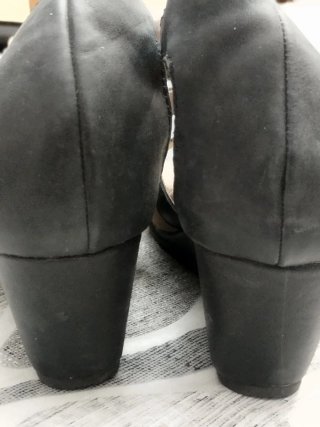 Sandalias cuña negras tiras hebillas T37