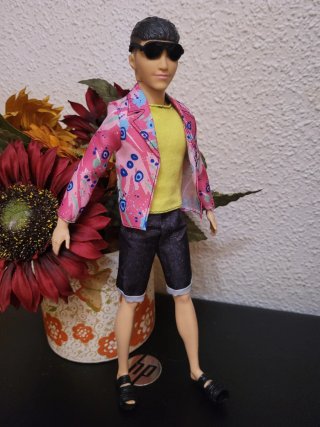 Muñeco ken con chaqueta colorida