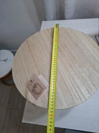 Mesa auxiliar redonda madera y metal