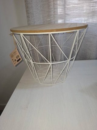 Mesa auxiliar redonda madera y metal