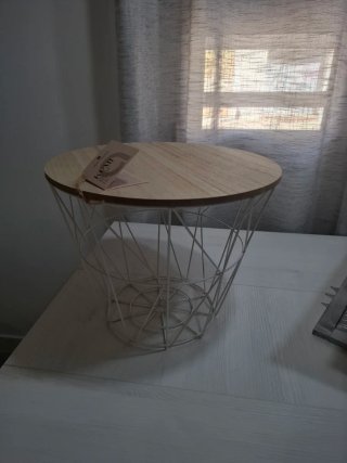 Mesa auxiliar redonda madera y metal