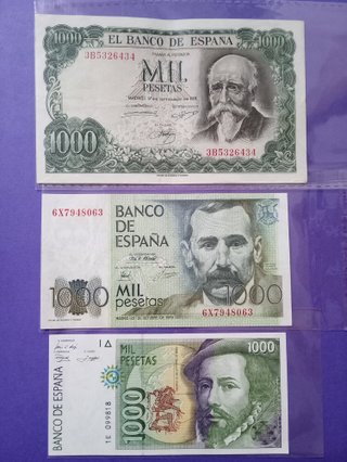 3 Billetes 1000 Pesetas Antiguos 1971, 1979, 1992