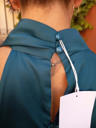 Vestido largo verde azulado