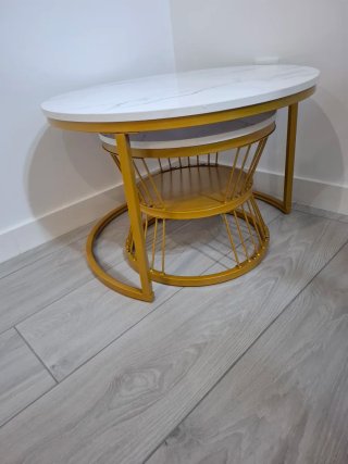 Tavoli da salotto in marmo e oro design