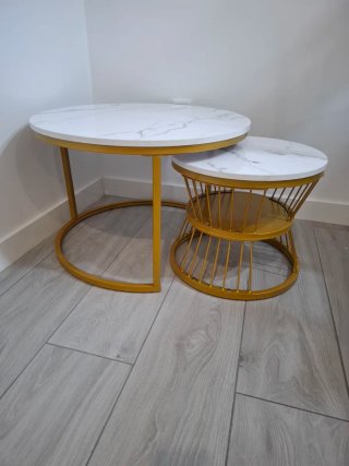 Tavoli da salotto in marmo e oro design
