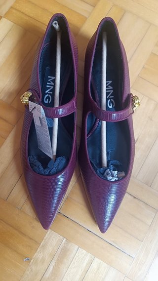 Zapatos Mango Piel Granate Talla 38
