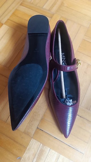 Zapatos Mango Piel Granate Talla 38