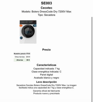 Secadora Cecotec Bolero DressCode Dry 7200V Max