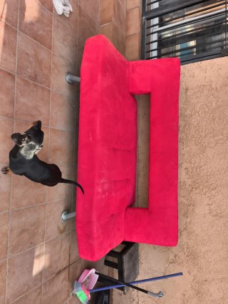 Sofá cama modular rojo de tela