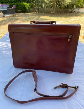 Cartella 24 ore vintage vera pelle marrone