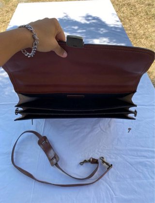 Cartella 24 ore vintage vera pelle marrone