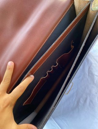 Cartella 24 ore vintage vera pelle marrone