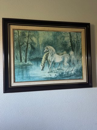 Cuadro de caballos en bosque