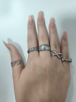 Set 5 Anillos Acero Inoxidable Ajustables