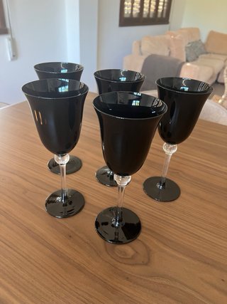 Set 5 Copas Negras Vidrio