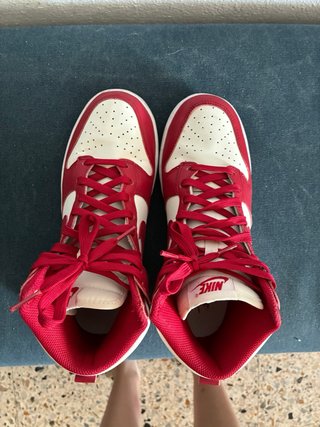 Nike Dunk High Blancas y Rojas Talla 38