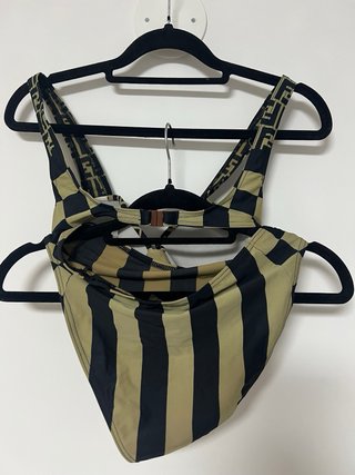 Fendi bikini beige e nero taglia M